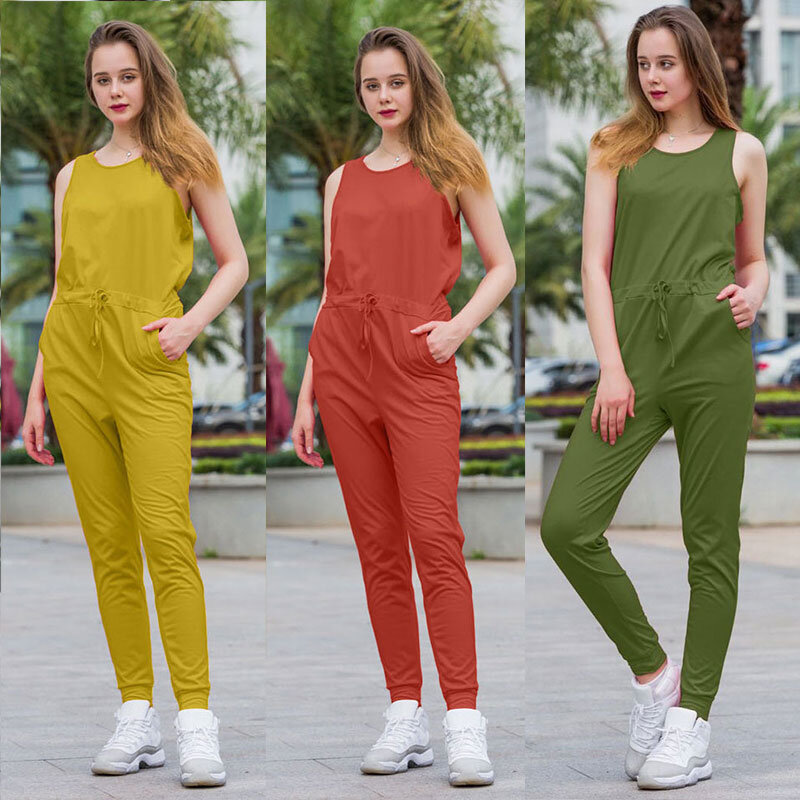 Summer Super Comfy Sleeveless Jumpsuit Women Fashion Ladies Loose Long Trousers Lady Clothes Streetwear Coveralls Playsuit