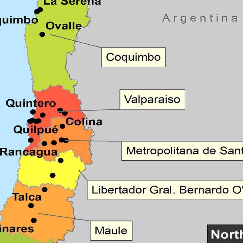 Mapa político do chilena em espanhol, pôster de lona não tecido, 150*150cm, decoração para sala de aula, material escolar