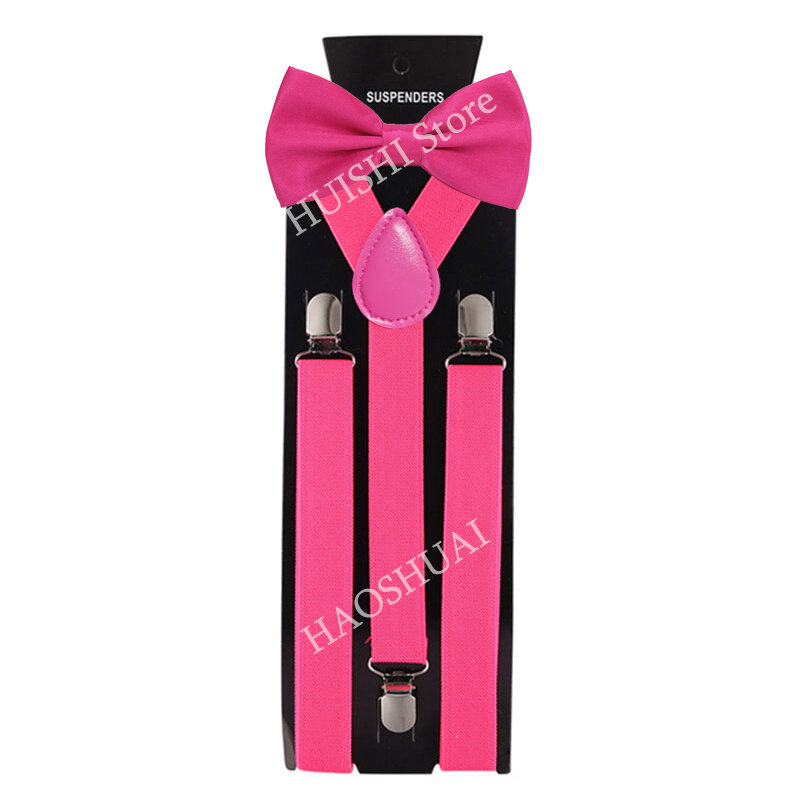 Bretelle da uomo HUISHI con papillon moda donna papillon Set bretelle bretelle regolabili cravatte da banchetto accessori nero
