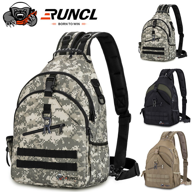 RUNCL 2 in 1 Fishing Gear/Sling Shoulder Bags 840D 900D Nylon Waterproof Rucksacks backpack Camping Hiking Trekking Fishing