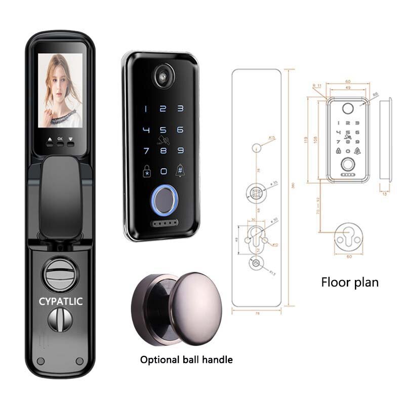Mirilla visual remota integrada, cerradura inteligente automática ultradelgada, puerta antirrobo, contraseña electrónica, huella dactilar l