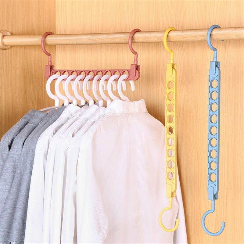 9 hole magic clothes hanger multi-function folding hanger rotating clothes hanger wardrobe drying clothes Hanger Home Organizer