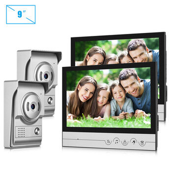 9 Inch Monitor Video Doorphone Touch Screen Intercom Hand Free Doorbell Two To Two