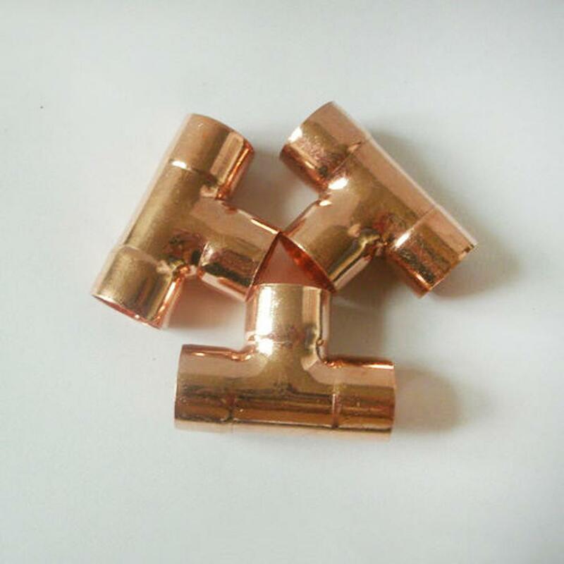 25mm Inner Dia x1.5mm Thickness Copper Equal Tee Socket Weld End Feed Coupler Plumbing Fitting Water Gas Oil