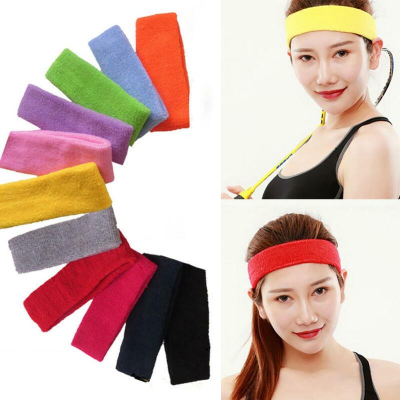 Summer Sport Sweatband Women men Headband Yoga Gym Stretch Solid Color Safety Towel Tennis Badminton Basketball Hair Band