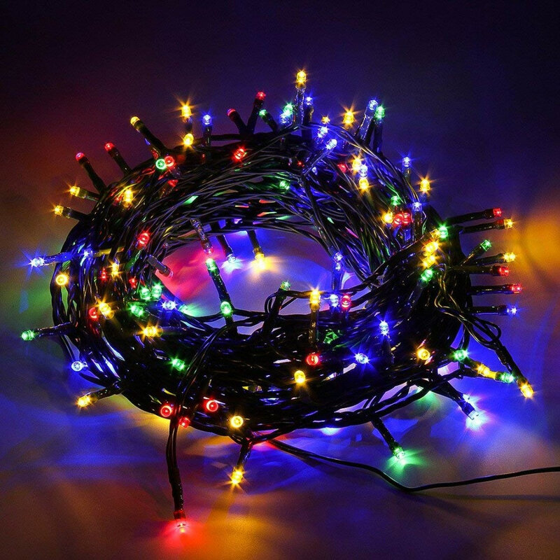 Guirnalda de luces LED impermeables para decoración al aire libre, 10M, 20M, funciona con pilas, 8 modos, Navidad, vacaciones, boda, fiesta