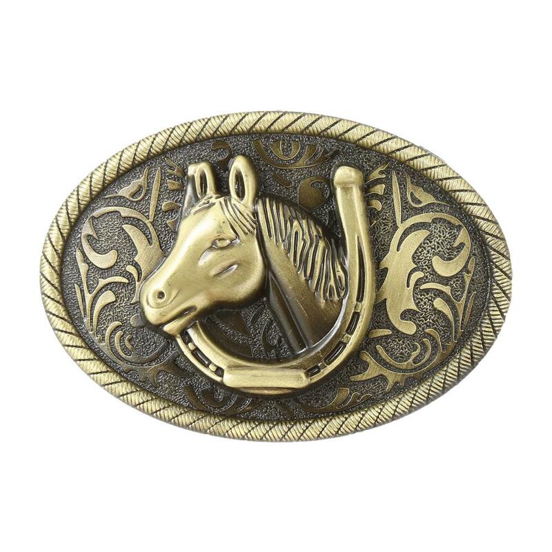 Cinturón de cabeza de caballo de aleación para hombre, vaquero occidental, hebilla, accesorios de moda