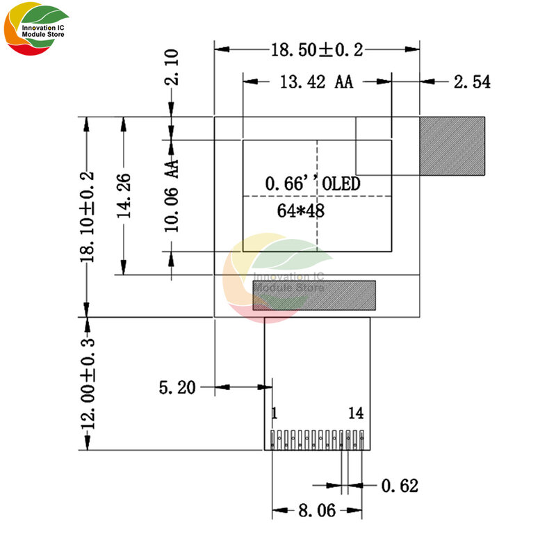 Ziqqucu สีขาว0.66นิ้ว OLED จอแสดงผล14 Pin โมดูล Ssd1317 64X48 IIC I2C อินเทอร์เฟซ OLED LCD โมดูลสำหรับ arduino AVR STM32
