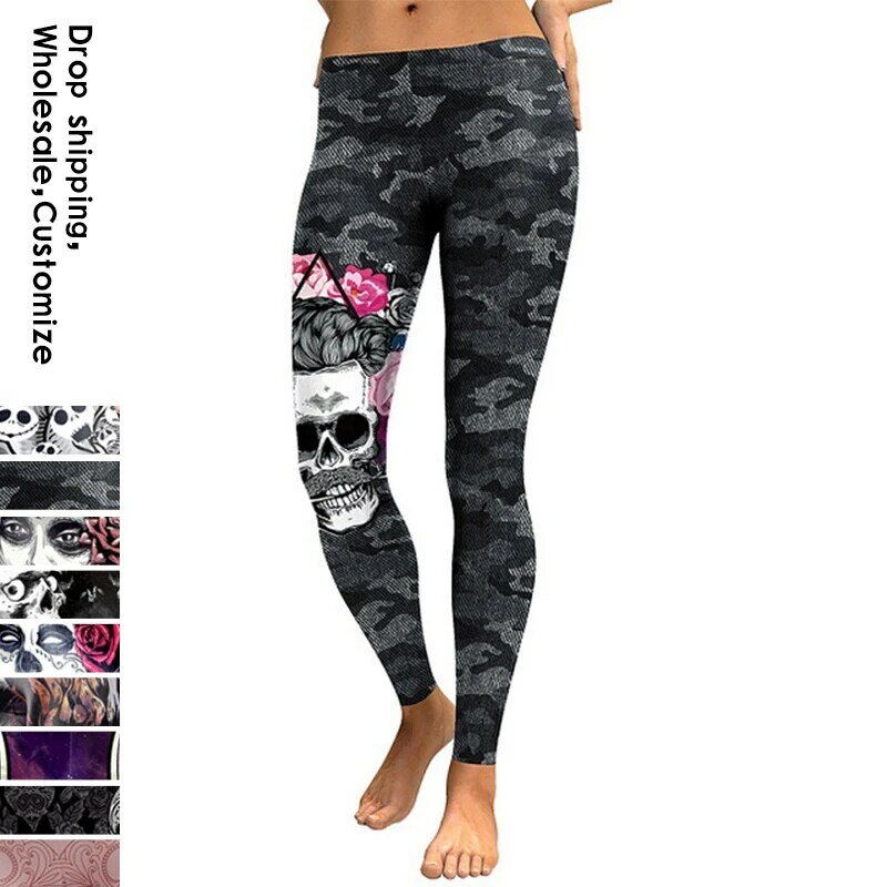 NADANBAO มาใหม่ล่าสุด Leggings ผู้หญิง Skull หัว3D พิมพ์ Camouflage Legging Leggins ยืดหยุ่นกางเกง Legins