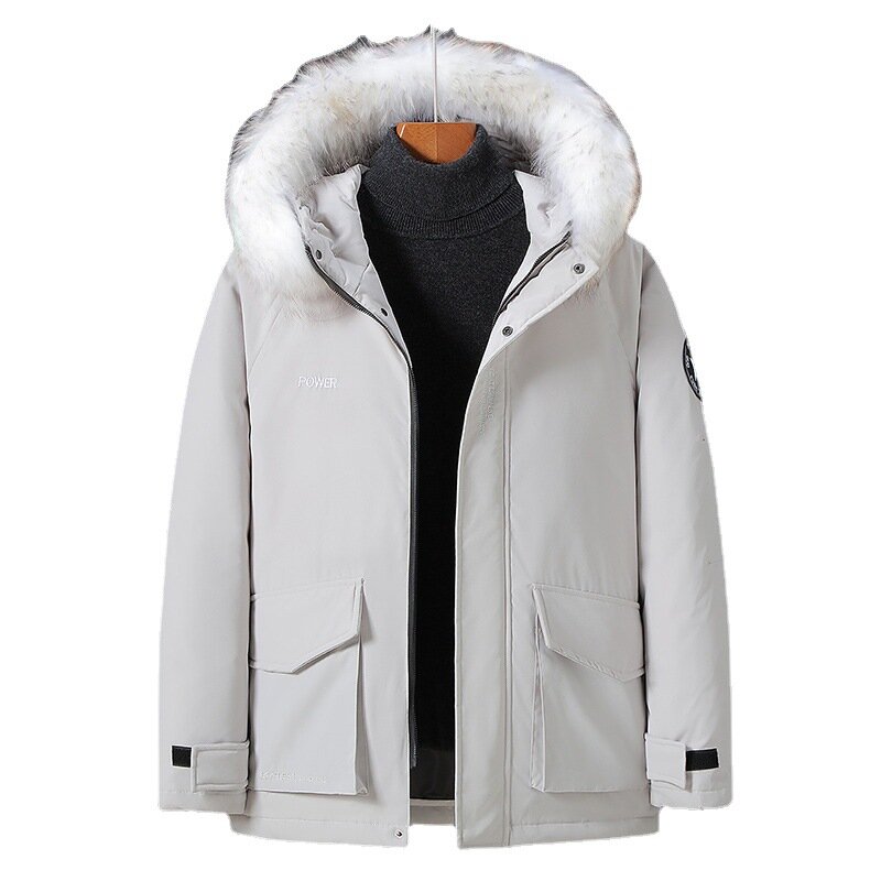 Jaqueta masculina para baixo casaco de inverno parka gola de pele blusão para baixo jaqueta espessamento masculino casual outono quente jaqueta de inverno masculino