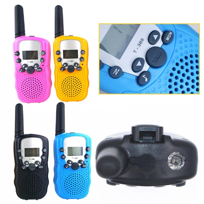 2 pezzi T388 Walkie Talkie bambini 2 pezzi radio per bambini walkie-talkie bambini regalo di compleanno giocattoli per ragazzi ragazze gamma 100-3000M