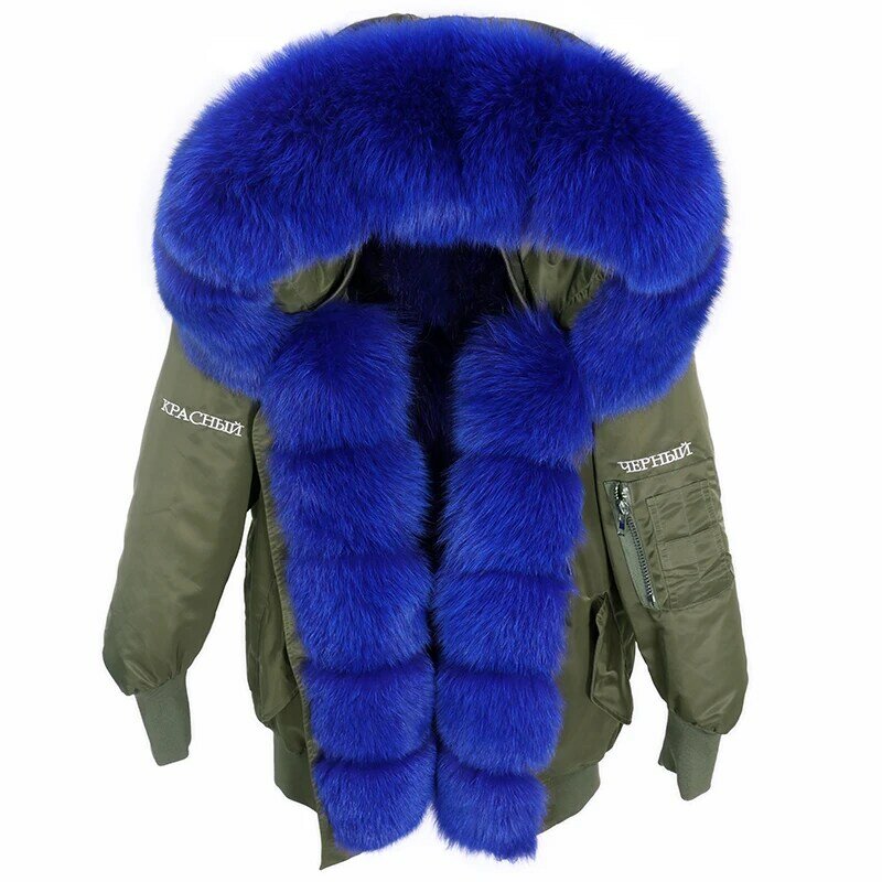 Maomaokong-abrigo de piel de zorro Natural para mujer, parka holgada y cálida a la moda, chaqueta de invierno