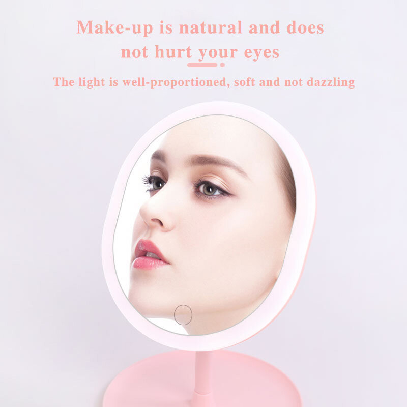 Зеркало для макияжа со светодиодной подсветкой, регулируемое настольное косметическое зеркало с регулируемым сенсорным диммесветодиодный и светодиодной подсветкой для туалетного столика