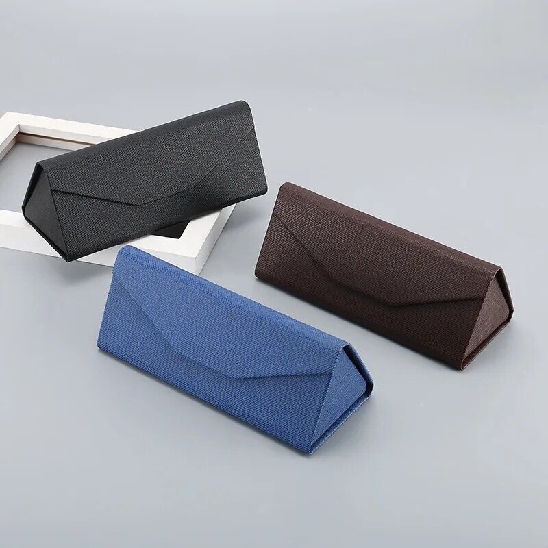 Unisex Cross Pattern Sunglasses Case, portátil, resistente à compressão, tendência, dobrável, cor pura, PU