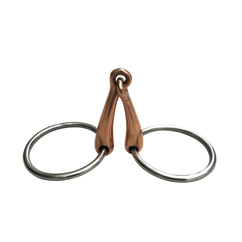 Aço inoxidável anel Snaffle Bits, cobre boca bit, equipamento de equitação, 5 em