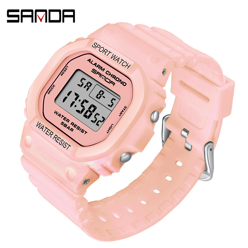 Sanda-Reloj deportivo para Mujer, pulsera Digital de gelatina, resistente al agua, color blanco, nueva marca de moda
