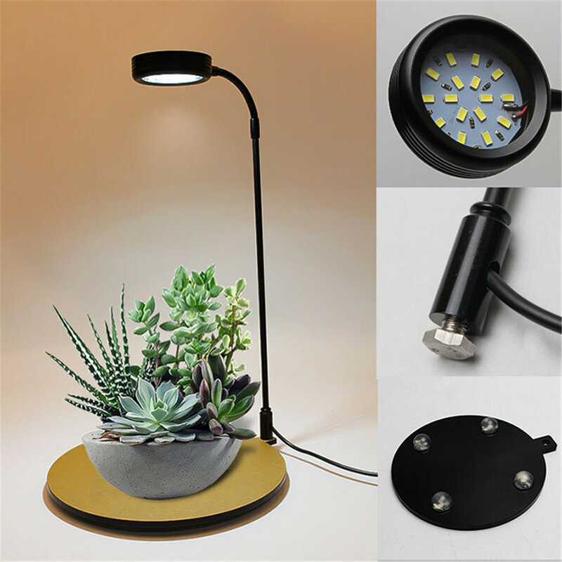 مصباح حوض السمك LED 5W مع باهتة وقابس USB ، 3000K ، 6000K ، أبيض دافئ ، مصباح نمو النبات ، مع قاعدة