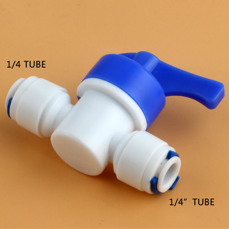 Válvula de bola rápida de agua en línea RO, accesorio de Tubería de PE, filtro de interruptor, sistema de ósmosis para acuario, 1/4-1/4 pulgadas, 6,5mm