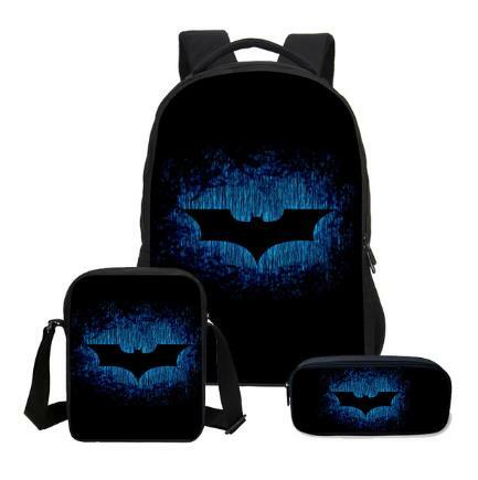 3pcs Batman Bat Man Hero Boys Girls School Bag Shoulder Bag Backpack Pencil Case Children Students Mochila Back To School Gift