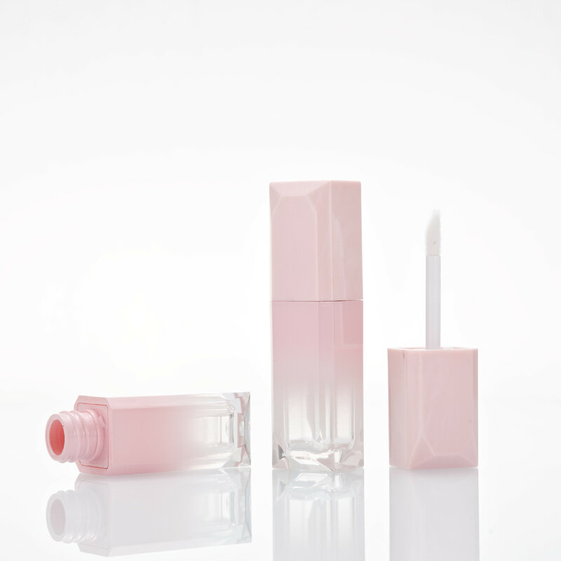 Tubos de maquillaje romboide con degradado, lápiz labial vacío líquido, brillo de labios, contenedor de embalaje de cosméticos transparente de alta calidad, 4ml, 1 unidad
