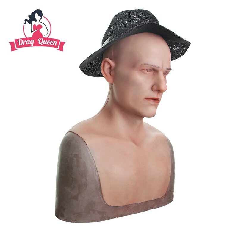 Drag Queen-mascarilla de silicona realista para hombre y adulto, máscara de fiesta, Cosplay, fetiche, piel auténtica