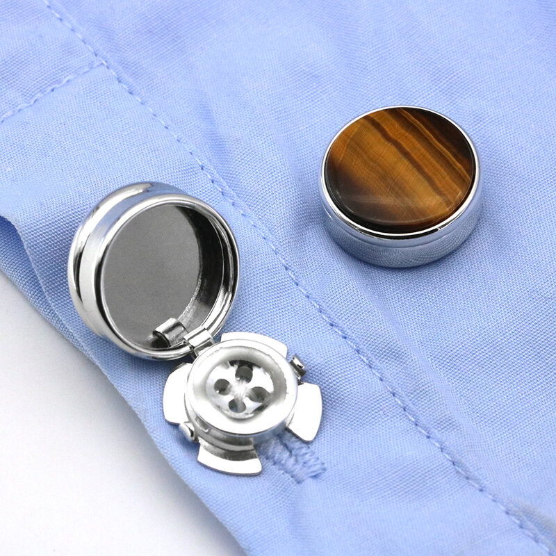 Presente masculino natural pedra manguito links para camisa normal vestido de negócios botão de manguito capa decoração botão de manguito de casamento