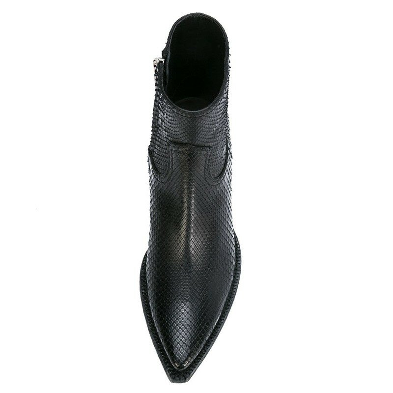 Chelsea – bottines de Cowboy à bout pointu en cuir véritable pour homme, imprimé serpent, marque de luxe, fermeture éclair, été 2021, 100%
