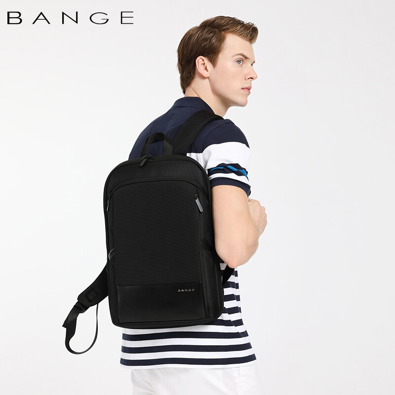 BANGE mężczyźni biznes wodoodporny 15.6 "Laptop plecak moda mężczyzna klasyczny moda podróży Moto & Biker światła skalowalne torby na ramię