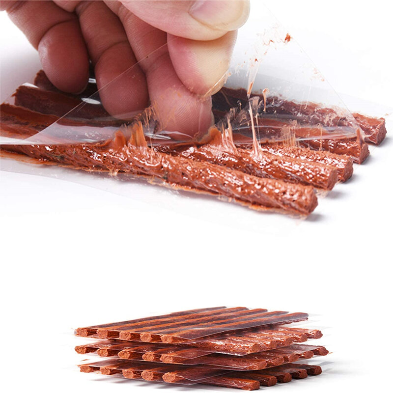 50 Pcs Tubeless Tire Repair Strips Stiring Glue for Tyre Puncture Emergency Car Motorcycle Bike Tyre Repairing Rubber Strips