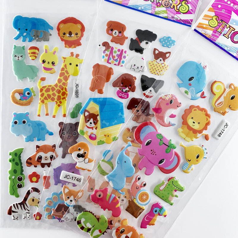 8 Vellen/Set Waterdicht Cartoon Zoo Dieren Stickers Kids Notebook Decoratie Scrapbook Sticker Speelgoed Voor Kinderen Jongens Meisjes