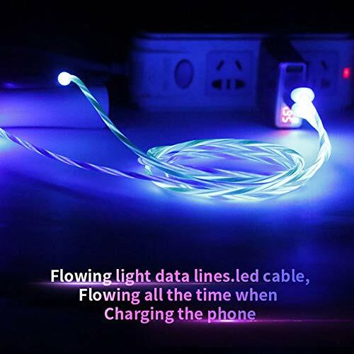 Fanshu 3 in 1 Magnetic USB Cable High Speed USB to Micro Type C IOS Charger Cable Flowing LED Light for iphone Lightning Cable