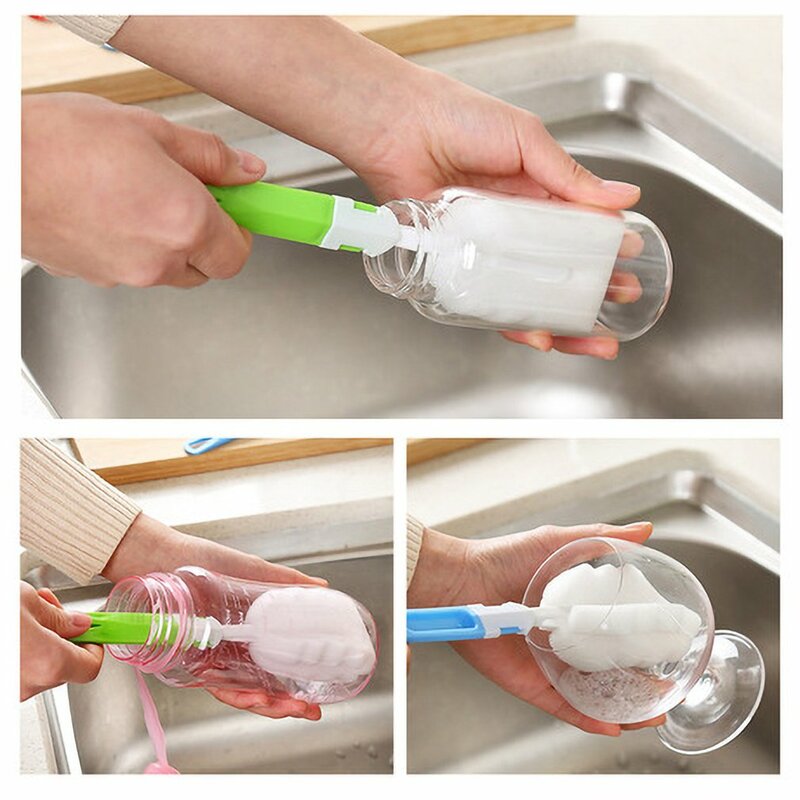 Cup Sponge Brush Handle Bottle Brush Kitchen Tableware Cleaning Tool Long Handle Cleaning Cup Sponge Brush