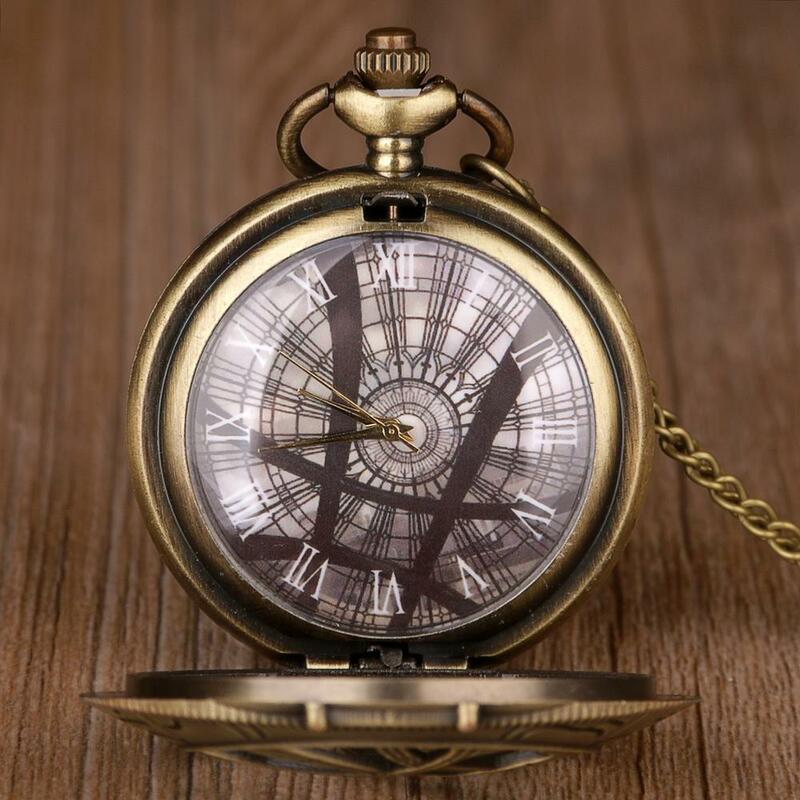 Occhio di bronzo Vintage di Agamotto cassa rotonda forma orologio da tasca al quarzo gioielli ciondolo collana catena regali per uomo donna