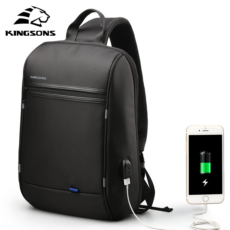 Kingsons-mochila impermeable mejorada para ordenador portátil de un solo hombro para hombres, uso diario para adolescentes, viaje de negocios