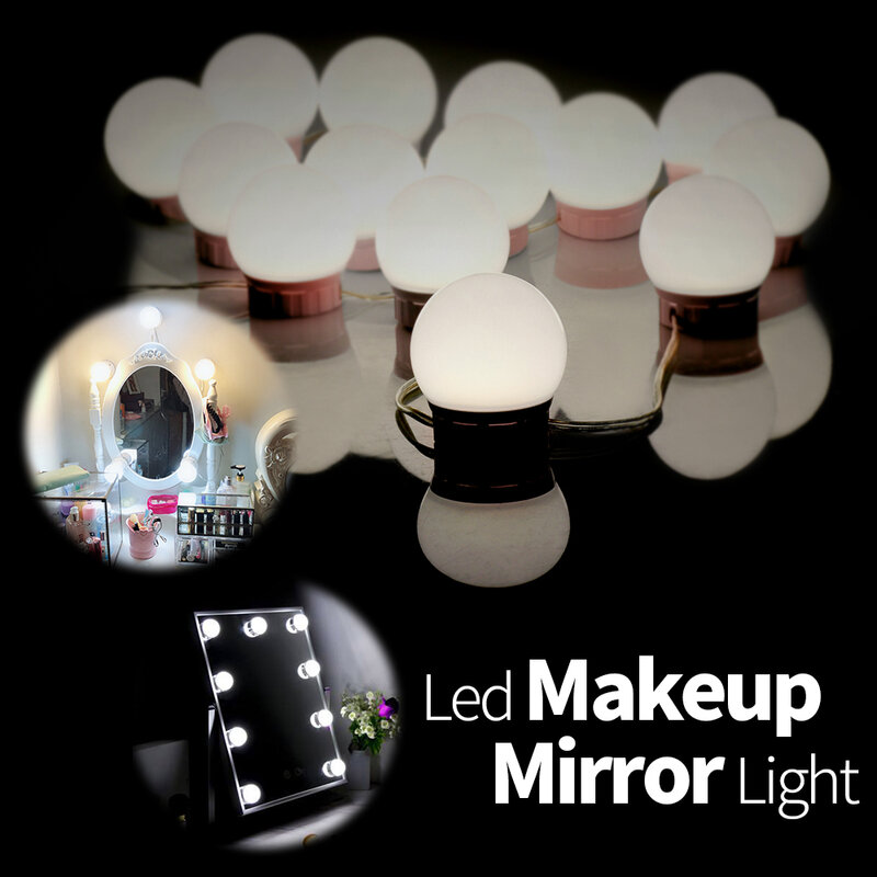 Hollywood led maquiagem preenchimento de luz lâmpada led espelho do banheiro usb penteadeira lâmpada led toque escurecimento cosméticos bombilla
