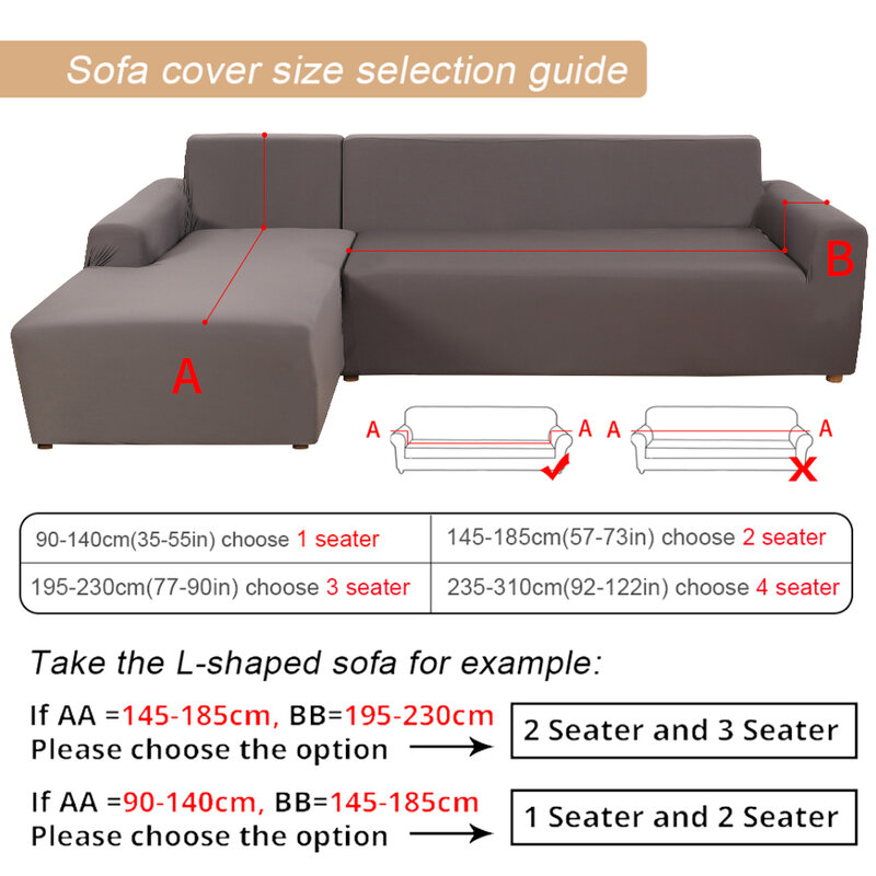 Elastic Sofa Covers For Living Room All-inclusive Non-slip Couch Slipcover Solid Color Spandex Seat Couch Covers 1/2/3/4-seater