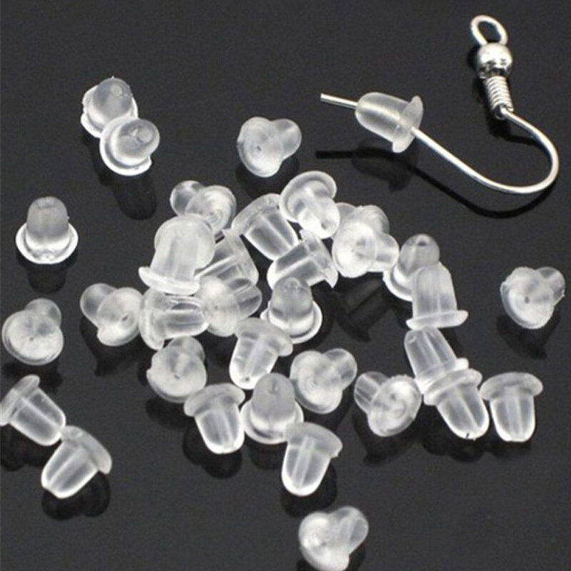 500pcs Clear Earring Backs Soft Silicone Rubber Prevent Allergy Safety Bullet Stopper Rubber Jewelry Accessories Ear Plug Nuts