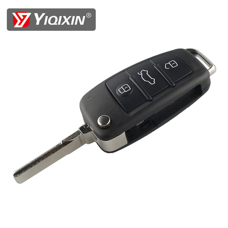 YIQIXIN dla Audi Q7 B7 Q3 A3 TT A2 A8 A6 A6L A4 S5 C5 C6 B6 wymiana obudowa pilota z kluczykiem samochodowym 3 przycisk składany klucz samochodowy przypadku