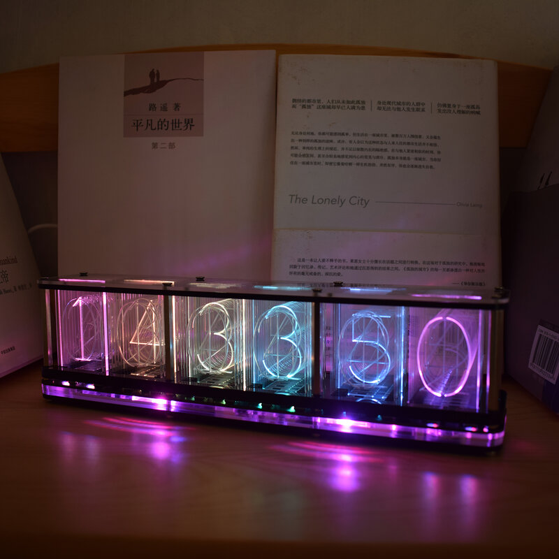 Full-Color RGB Glow Tube Relógio com LED Music Spectrum Função, Desktop Electronic Clock Kit, DIY Decoração para casa, DS3231