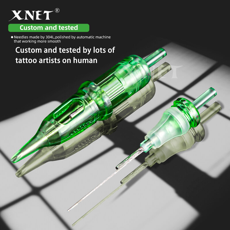 XNET TREX-Agulhas de Cartucho de Segurança Estéril Tatuagem, Caneta Rotary, Suprimentos Round Liner, 1rl, 3rl, 5rl, 7rl, 9rl, 11rl, 14rl, 20pcs