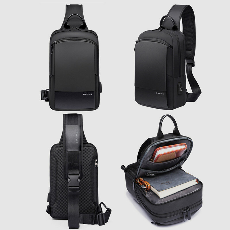 BANGE-bolso deportivo informal para hombre, bolsa de hombro estilo mensajero, impermeable, para correr, iPad mini