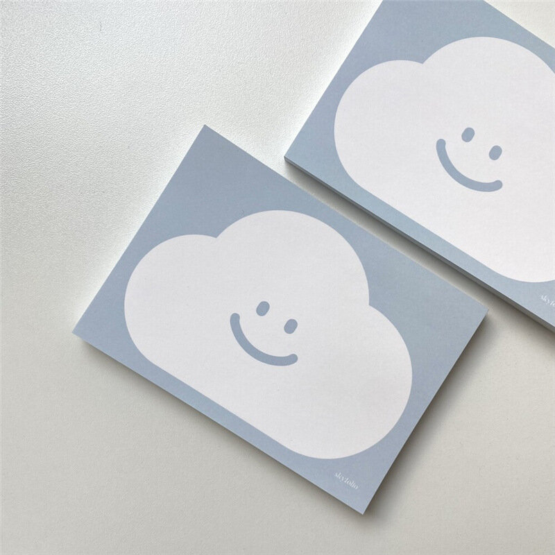 Ins białe chmury uśmiech śliczny notatnik uczeń karteczki do notowania szkoła papiernicze Kawaii Mini notatnik biurowe karteczki na wiadomości 50 arkuszy