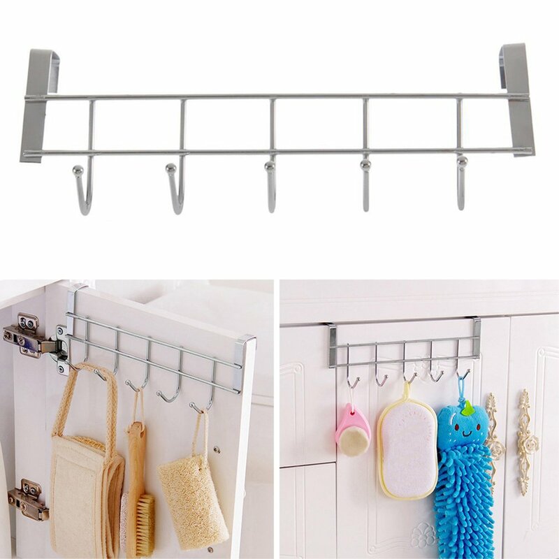 Eco-Friendly Silver Metal Over Door Home Bathroom Kitchen Coat Hook Hanger Towel Hanger Robe Hook Wall Mounted Hooks & Rails