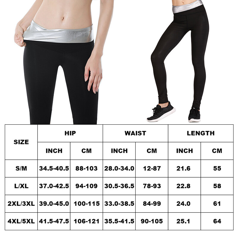 ซาวน่าสำหรับสตรีเหงื่อกางเกงสูงเอวการบีบอัด Slimming Hot Thermo Workout Capris Body Shaper Fat Burn Gym