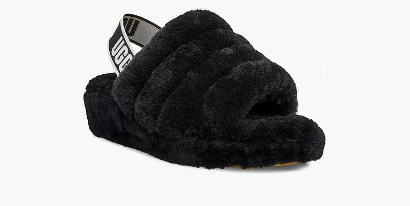 UGG sandały kapcie oryginalne letnie damskie sandały płaskie moda Leapoad Furry z wystającym palcem ramiączka z napisami kapcie 1095119