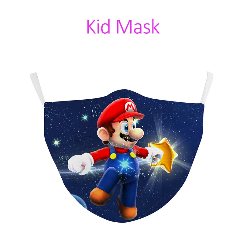 Super Mario-mascarilla facial de dibujos animados para niños, reutilizable, lavable, a prueba de polvo, con filtro Pm2.5, transpirable para exteriores