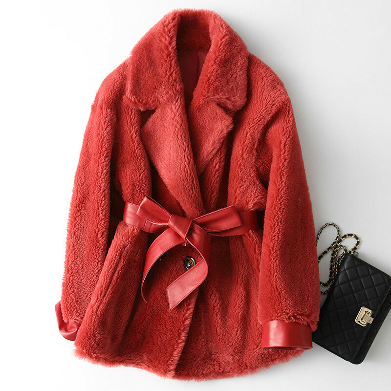 2020 New Real Fur Coat Women winter 100% wool jacket Korean clothes coats and jackets women veste fourrure femme KQN18220