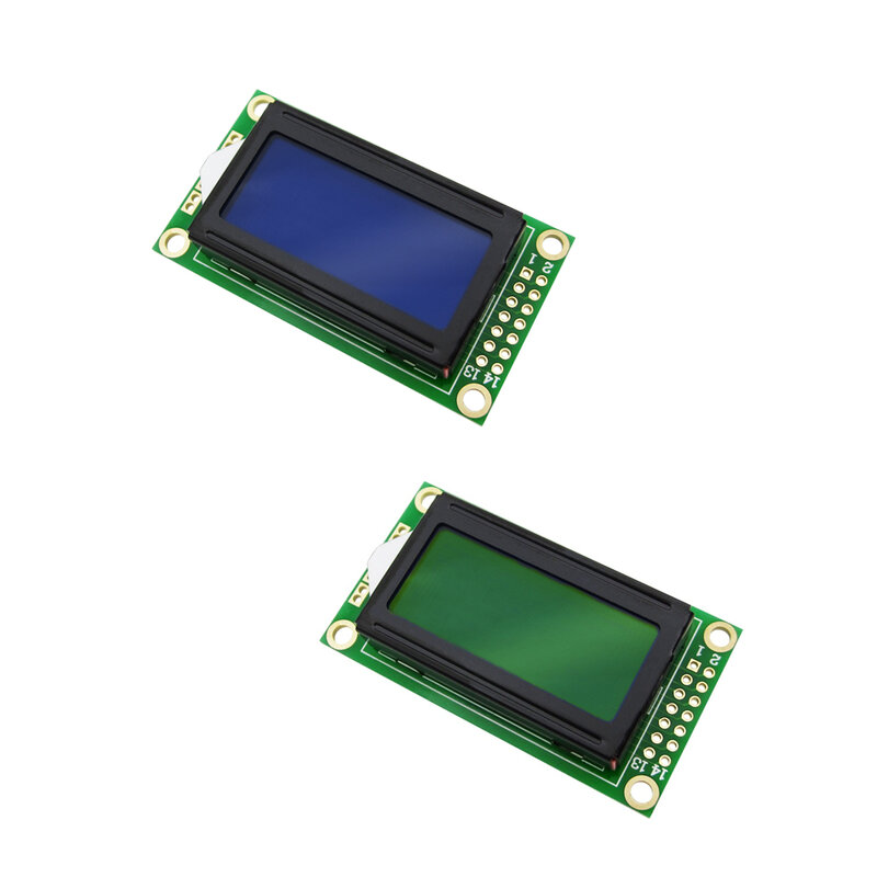 8X2โมดูล LCD 0802ตัวอักษรจอแสดงผลสีฟ้า/สีเหลืองสีเขียว