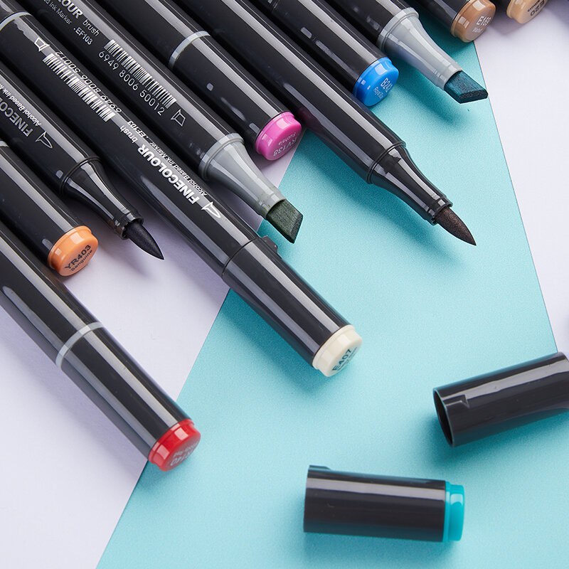 Finecolour ef103 240 cores marcador de arte conjunto macio cabeças duplas oleosas álcool à base de marcadores de esboço caneta para o artista design profissional