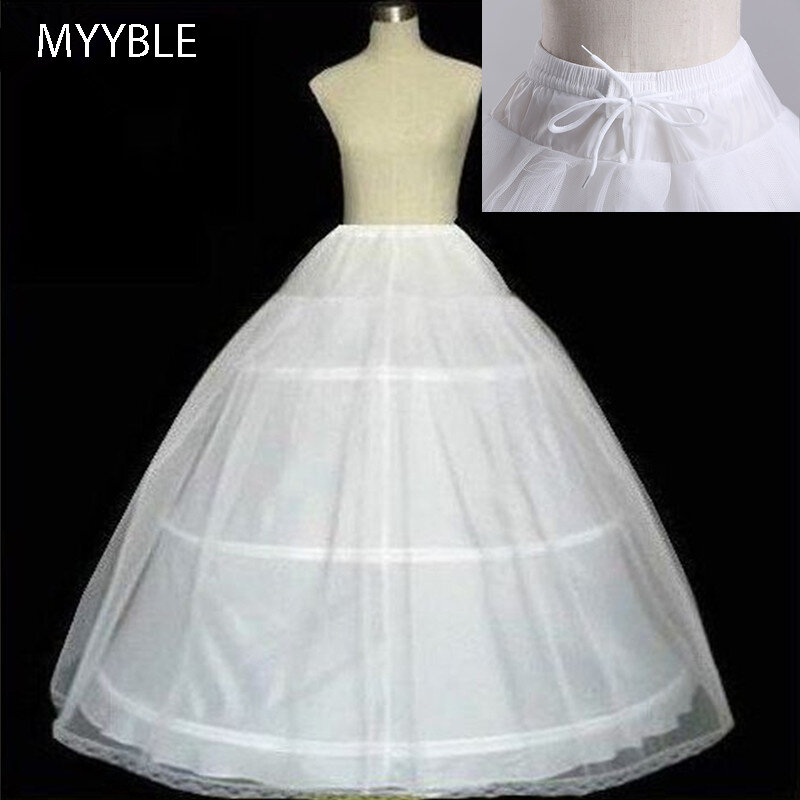 MYYBLE คุณภาพสูงสีขาว3ห่วง A-Line Petticoat Crinoline Slip Underskirt สำหรับชุดบอลชุดแต่งงานจัดส่งฟรีในสต็อก
